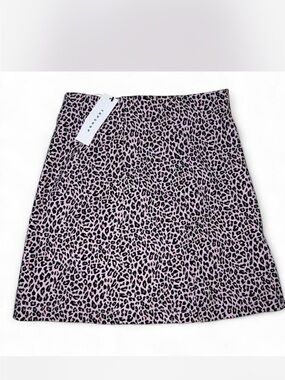 Topshop Women’s Pink Leopard Print A-Line Skirt